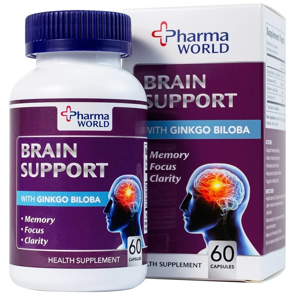 Viên uống Brain Support Pharma World hỗ trợ sức khỏe cho não (60 viên)