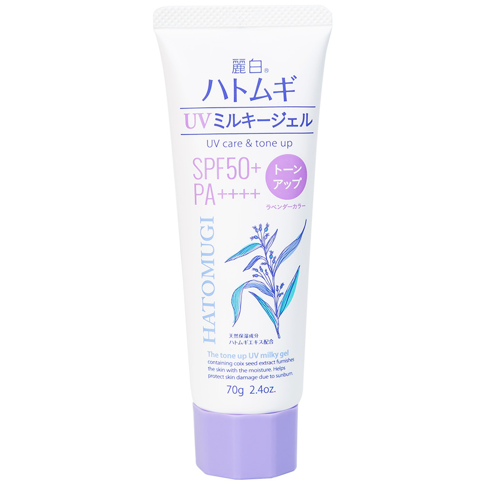 Kem chống nắng Reihaku Hatomugi Tone Up UV Milky Gel SPF50+ PA++++ nâng tone, dưỡng ẩm da (70g)