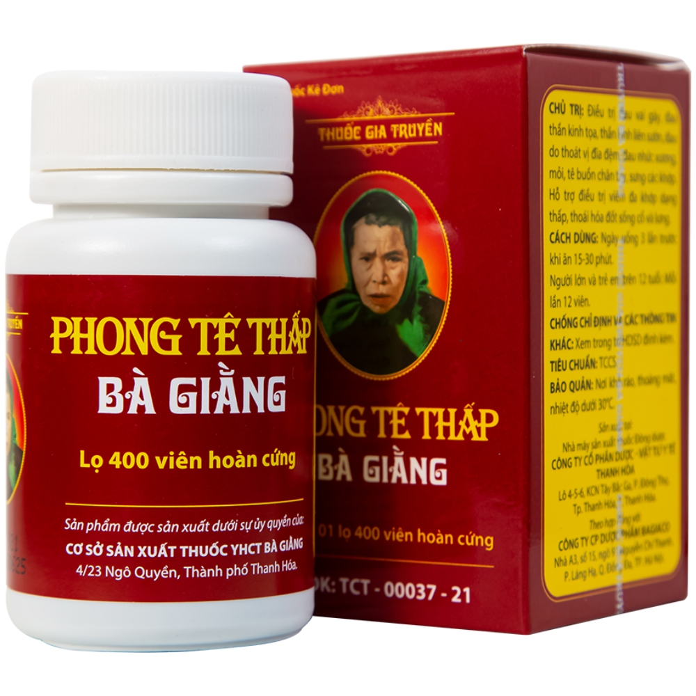 Thuốc Phong Tê Thấp Bà Giằng điều trị đau vai gáy, đau thần kinh tọa (400 viên)