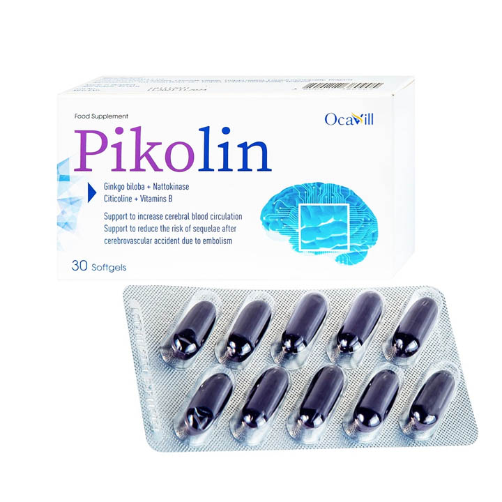 Viên uống Pikolin Ocavill hỗ trợ tăng tuần hoàn máu não, giảm hình thành cục máu đông (2 vỉ x 15 viên)