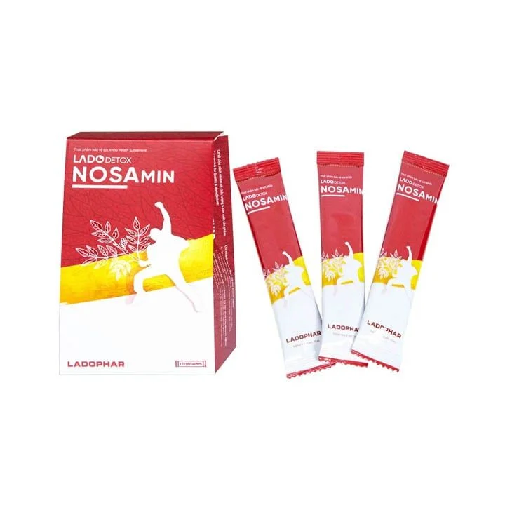 Nước giải rượu bia Ladodetox Nosamin Ladophar hỗ trợ giải rượu, bia, giảm khó chịu (10 gói x 15ml)