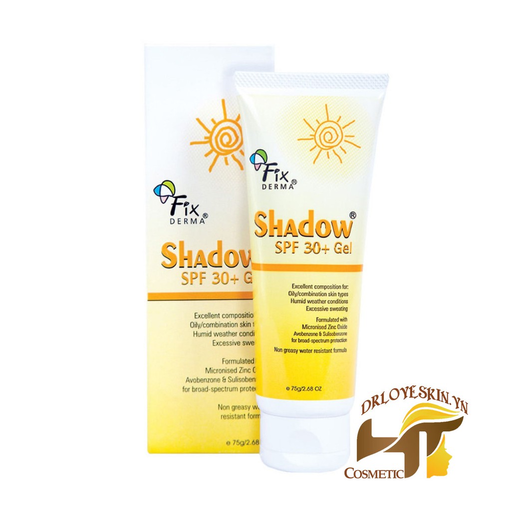 Gel chống nắng Fixderma Shadow SPF30+ PA+++ dành cho da nhờn, hỗn hợp, da ra nhiều mồ hôi (75g)